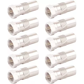 SHIVERPEAKS IEC vītņu uz F ligzdu adapteru komplekts, 10 gab., 75 Ohm, niķelēts BS85323-SET10