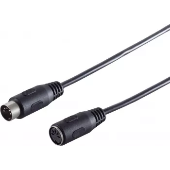 SHIVERPEAKS Premium audio kabelis, 5-pin DIN vīrišķais uz 5-pin DIN sievišķo, 2,5 m, zelta pārklājuma kontakti, dubulti ekranēts, melns