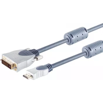 SHIVERPEAKS S/CONN HDMI uz DVI-D kabelis 2m, zelta pārklājuma kontakti, hromēti metāla savienotāji, divi ferīta serdeņi, HDMI 1.3b, Full HD 1080p 77482-MHQ