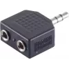 ShiverPeaks S/CONN maximum connectivity 3,5 mm stereo jack sadalītāja adapteris, 1 tēviņš uz 2 mātītēm, ar niķeļa pārklājumu, melns (57080)