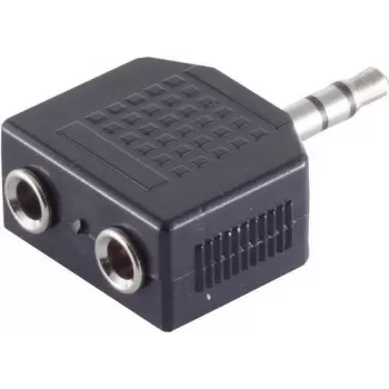 ShiverPeaks S/CONN maximum connectivity 3,5 mm stereo jack sadalītāja adapteris, 1 tēviņš uz 2 mātītēm, ar niķeļa pārklājumu, melns (57080)