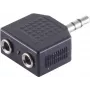 ShiverPeaks S/CONN maximum connectivity 3,5 mm stereo jack sadalītāja adapteris, 1 tēviņš uz 2 mātītēm, ar niķeļa pārklājumu, melns (57080)