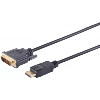 SHIVERPEAKS S/CONN maximum connectivity DisplayPort uz DVI-D kabelis, 20-pin DP Male uz 24+1 DVI-D Male, ar zelta pārklājumu, 7,5 m, melns 77497-1