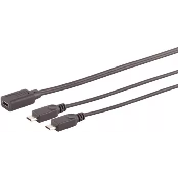 SHIVERPEAKS S/CONN maximum connectivity USB-C Female uz 2x USB Micro-B Male Y-Sadalītāja adaptera kabelis, USB 2.0, 0,3m, melns 13-20021
