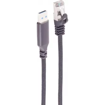 SHIVERPEAKS USB-A uz RJ45 Gigabit Ethernet adaptera kabelis, alumīnija, melns, 1,5m BS14-52155