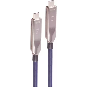 SHIVERPEAKS USB-C hibrīdais aktīvais optiskais kabelis, 15 m, USB 3.2 Gen 2, 10 Gbps, 8K video, 60W Power Delivery, TPU, melns BS30-44081