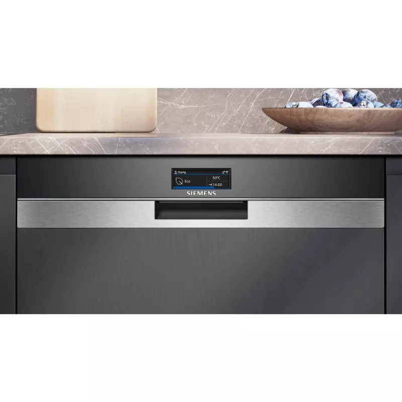 SIEMENS SN57TS00CE iQ700 pilnībā integrējama trauku mazgājamā mašīna (nerūsējošais tērauds/melna, 60 cm, Home Connect)