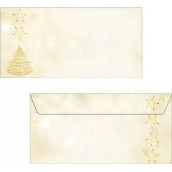 SIGEL DU083 Graceful Christmas DIN Long aploksne, gumēta, 90 g/m² speciālais papīrs, tintes/lāzera/kopētāja printeriem, balta ar svētku dizainu, 25 aploksnes