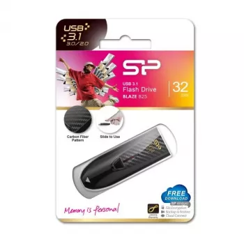 Silicon Power Blaze B25 32GB USB 3.2 Gen 1 zibatmiņa, iebīdāms savienotājs, melna