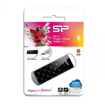 Silicon Power SP008GBUF2U03V1K 8GB USB 3.2 Gen 1 izvelkama zibatmija, melna