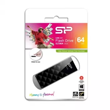 Silicon Power SP064GBUF2U03V1K Blaze B10 64GB USB 2.0 zibatmiņa, melna, iebīdāma