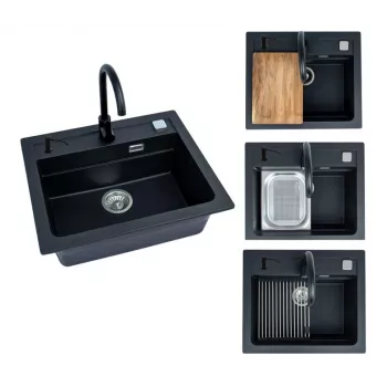 Izlīdzināmais Sink Atrox30 G91 ar Mikseri Melns