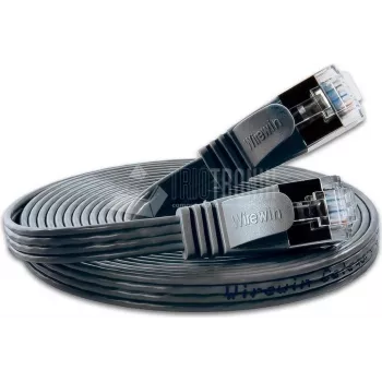 Wirewin Cat6 U/FTP slim Ethernet tīkla kabelis 0,5m melns PKW-STP-SLIM-KAT6 0.5 SW