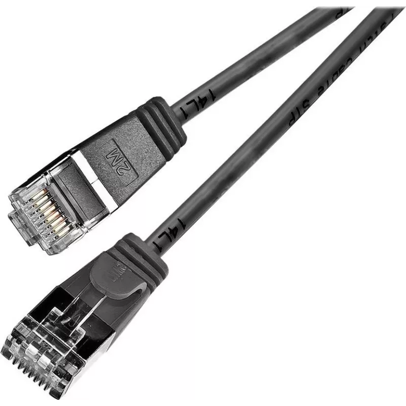 Wirewin Triotronik PKW-LIGHT-STP-K6 0.15 SW Cat6 ekranēts tīkla kabelis, RJ45 tētis uz RJ45 tētis, 0,15 m, melns
