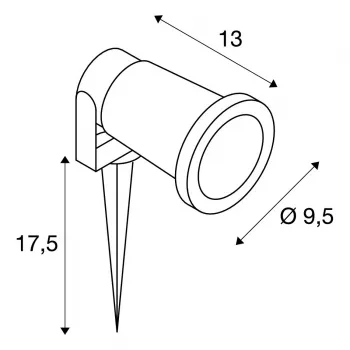 SLV Nautilus Spike dārza prožektors 227410 GU10 IP65 ar zemējuma smaili un 1,5 m kabeli, melns
