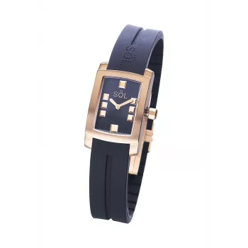SOL WATCH WOMAN 10011/1 (23mm) pulkstenis - nerūsējošā tērauda korpuss, balts ciparnīca, melna ādas siksniņa