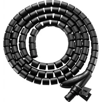 SpeaKa Professional kabeļu spirālaptinums, poliuretāns PE, melns, elastīgs, 15 mm x 2,5 m (SP-13402968)