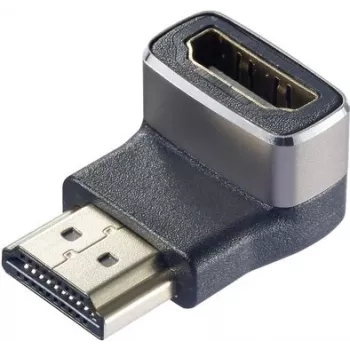 SpeaKa Professional SP-11306836 HDMI adapteris 8K 60Hz 4K 120Hz 90° uz leju vērsts vīrišķais uz sievišķo melns sudraba