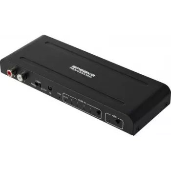SpeaKa Professional SP-HSU-300 4 portu HDMI komutators ar ARC, 4K UHD, HDMI 2.0, HDCP 2.2, HDR, CEC, metāla korpuss SP-14521632