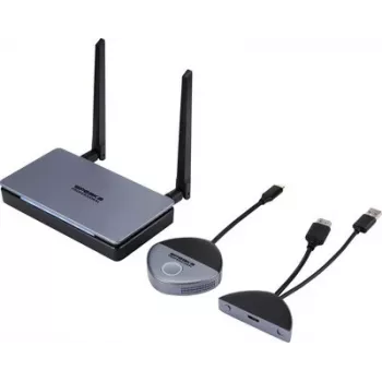 SpeaKa Professional SP-TR-500 USB-C bezvadu HDMI pagarinātāja komplekts, 30 m, 5 GHz/2.4 GHz, Full HD 1080p, droša pārraide (SP-13382652)