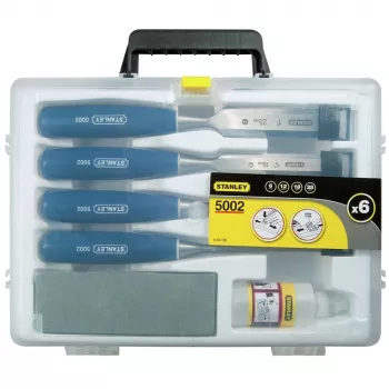 Stanley 5002 sērijas 6 gabalu koka kaltu komplekts plastmasas futrālī
