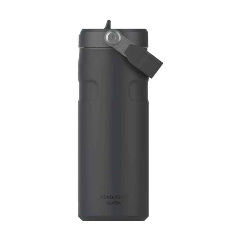 STANLEY IceFlow Bottle Flip Straw 2.0 0,47L melna termosa pudele ar salmiņu