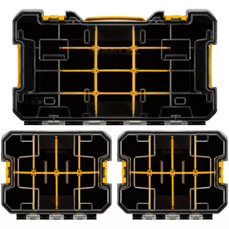 STANLEY PRO-STACK Organizatoru komplekts 3 daļas melns/caurspīdīgs