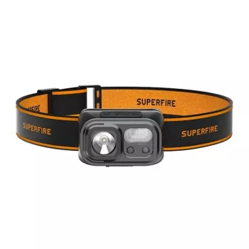 Superfire HL23-A Galvas lampa – 1200 lūmeni, P50 LED, USB-C uzlāde, IPX4, kustību sensors