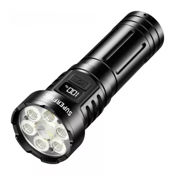 Superfire L24 USB-C uzlādējams LED lukturis, 2500 lūmeni, 500 m stars, IP44, melns