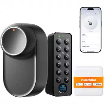 SwitchBot Ultra Touch Bundle viedā slēdzene ar Hub Mini Matter, tastatūru un karti, balta