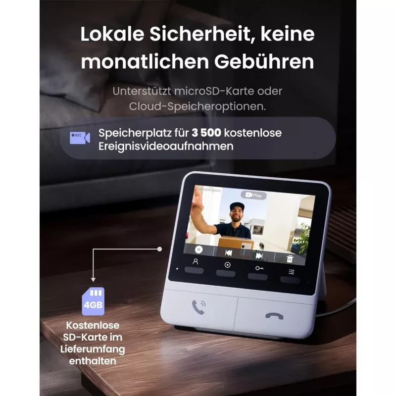 Switchbot SWB VDB-M-SW - WiFi Video Doorbell ar 4,3 inch krāsu displeju (Balts/Sudrabs)