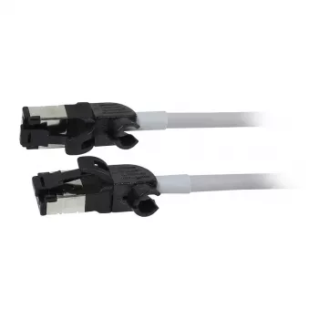 Synergy21 Patch Cable RJ45, CAT6A 500MHz, 3m, Grey, S/FTP, Slimline Round d=4,5mm, TPE/LSZH (Superflex), AWG28, with CAT7 Raw Connector, Rotatable Plug