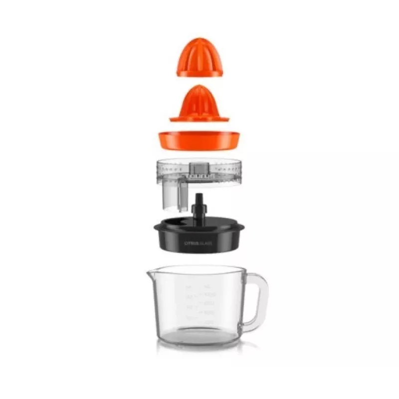 Taurus Citrus Glass elektriskā citrusaugļu spiede 30 W 1 L stikla krūze melna sarkana caurspīdīga