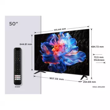 TCL 50P6K 50 collu (127 cm) 4K Ultra HD LED Smart TV ar Google TV, HDMI, VESA 200x200, LAN un Wi-Fi