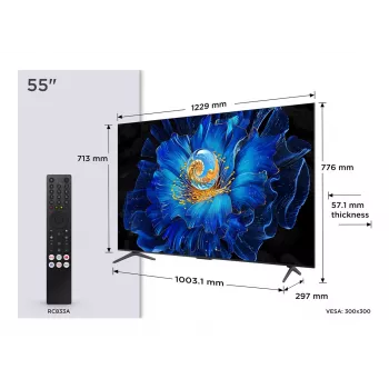 TCL 55C69KS 55 collu 4K Ultra HD QLED viedtelevizors ar Google TV, Dolby Vision, HDR10+
