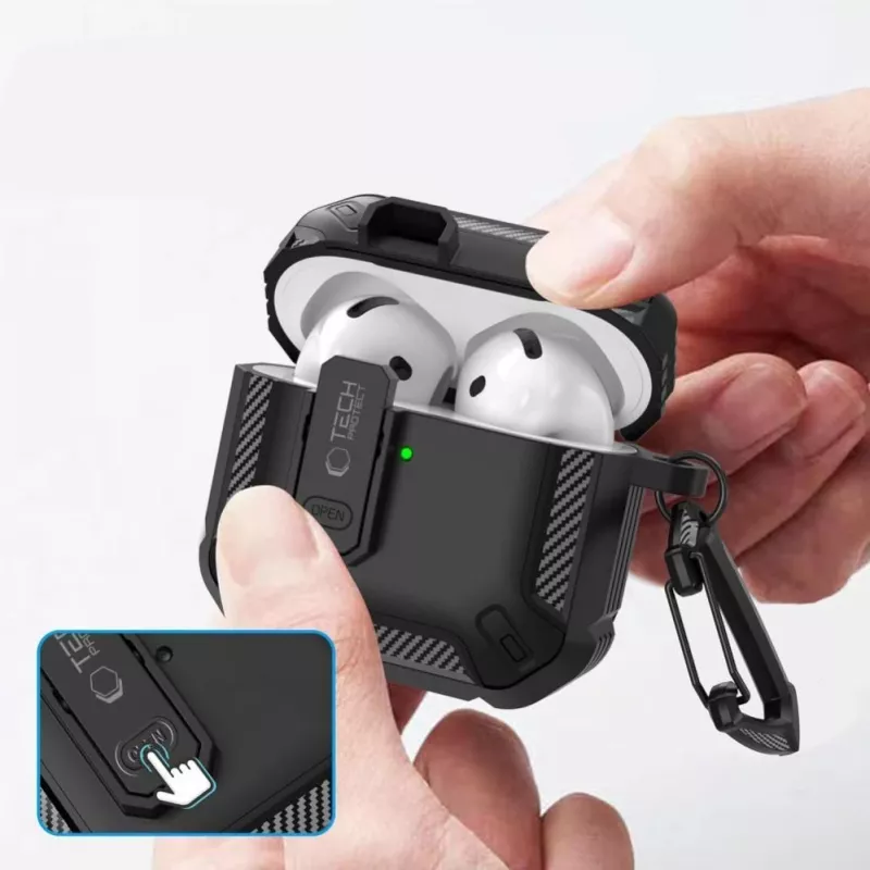 Tech-Protect Carbonox Maciņš AirPods 4 - Melns
