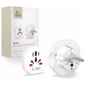 Tech-Protect Universal WL-09 universālais ceļojumu adapteris no EU balts