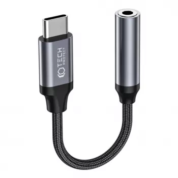 Tech-Protect USB-C uz 3,5mm Mini Jack Audio Adapteris (Sieviešu) - Melns