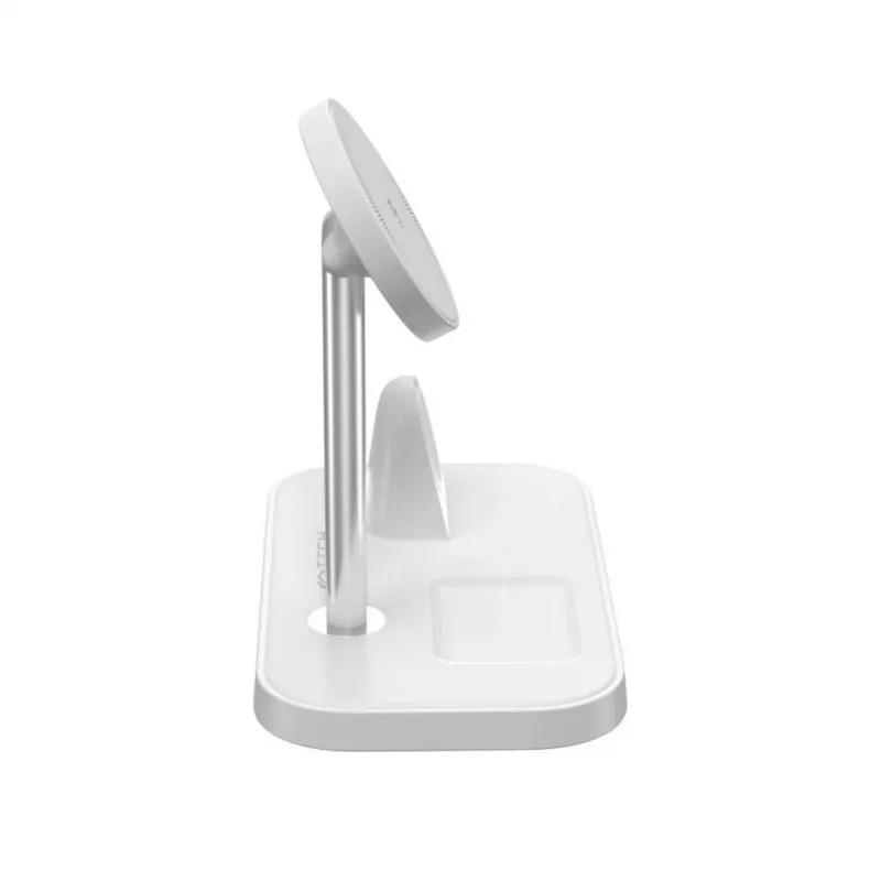 Tech-Protect A22 3 vienā magnētiskais MagSafe bezvadu lādētājs QI15W, balts