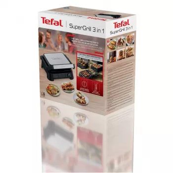 Tefal SuperGrill 3-in-1 GC510DE0 kontakta grils, 2000 W, Sudraba/Melns