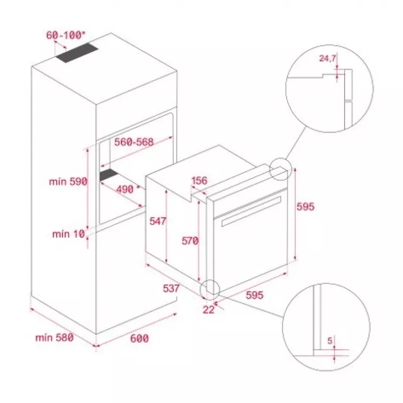 TEKA HSB 6350 SS Iebūvējamā elektriskā cepeškrāsns, 70L, A+ enerģija, nerūsējošais tērauds