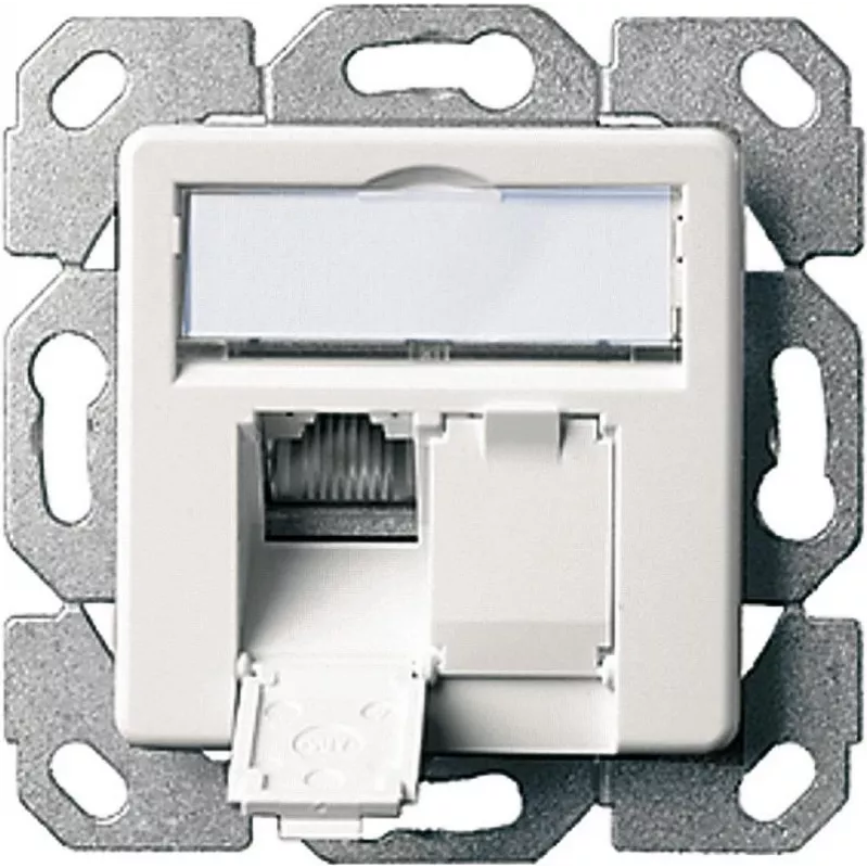 Telegärtner AMJ45 8/8 K Up/50 Cat.6A iegremdējamā datu kontaktligzda, 2x RJ45, ekranēta, pērļu balta RAL 1013 J00020A0501