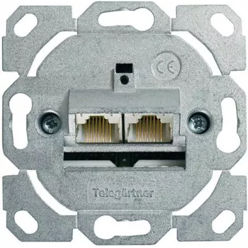 Telegärtner AMJ45 8/8 UP/0 RJ45 kontaktligzda, 2 porti, Cat.6A, ekranēta, tīri balta J00020A0388