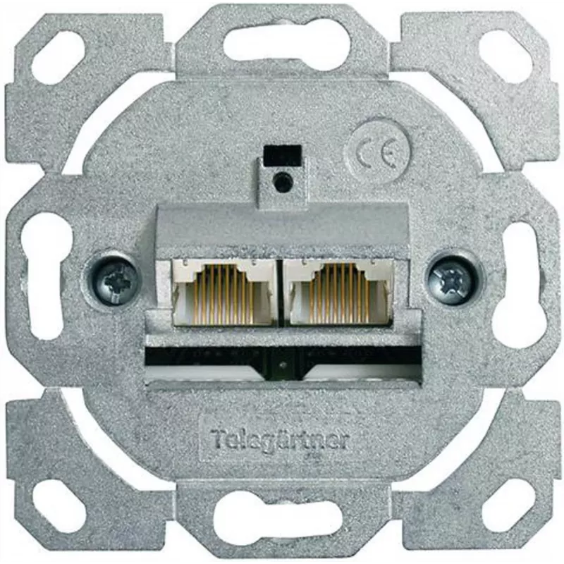 Telegärtner AMJ45 8/8 UP/0 RJ45 kontaktligzda, 2 porti, Cat.6A, ekranēta, tīri balta J00020A0388