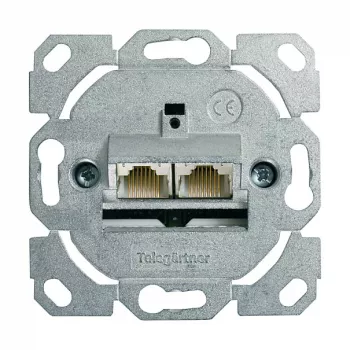 Telegärtner AMJ45 datu ligzdu modulis, 2 porti RJ45, Cat.6A ekranēts, 10G, bezinstrumentu IDC, cinka korpuss