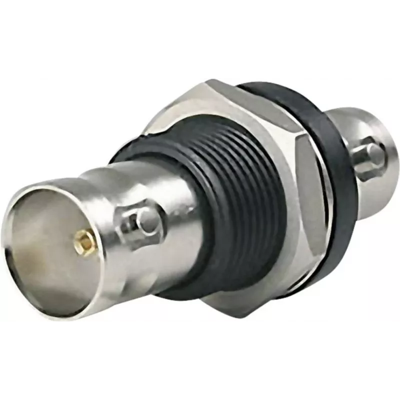 Telegärtner BNC panel montāžas adapteris, ligzda uz ligzdu, 50 Ohm, niķelēts misiņš, DC-4 GHz