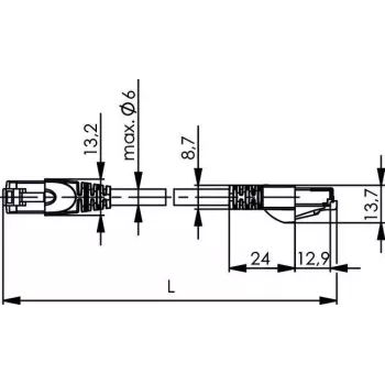 Telegärtner L00004A0104 Cat6a S/FTP tīkla patch kabelis, 6 m, pelēks