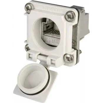 Telegärtner STX V6 RJ45 Flanšu savienotāju komplekts Variants 6, 8P8C, ekranēts, Cat.6A, IP67, gaiši pelēks J00020A0483