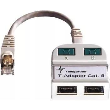 Telegärtner Token Ring sadalītājs RJ45 male uz 2x RJ45 female, ekranēts, gaiši pelēks J00029A0011