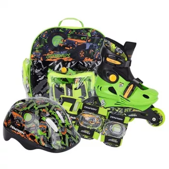 Tempish Racer Baby regulējamās skrituļslidas ar aizsargu komplektu, 30.–33. izmērs, melnas